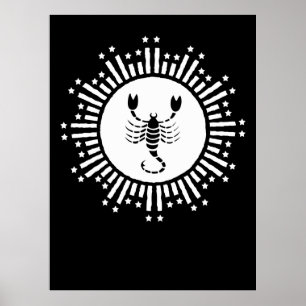 Affiche Symbole zodiaque Scorpio avec Starburst Radiant