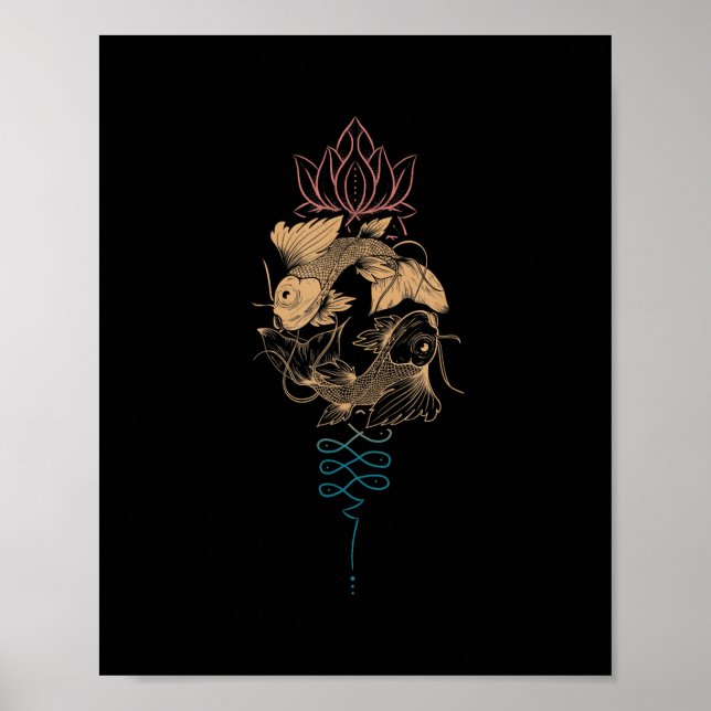 Affiche Symbole zodiaque Unalome Poissons Poissons (Devant)