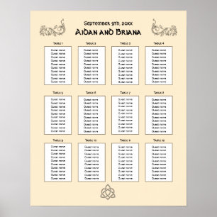 Affiche Symboles celtiques et feuillage 12 table