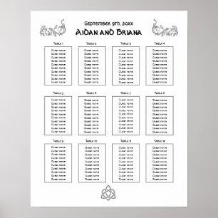 Affiche Symboles celtiques et feuillage pour 12 tables