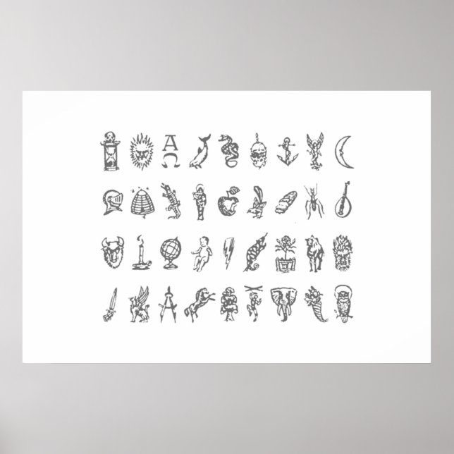 Affiche Symboles d'Alethiomètre Grille Compass doré Le Sym (Devant)