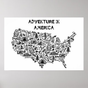 Affiche Symboles de carte Adventure In America