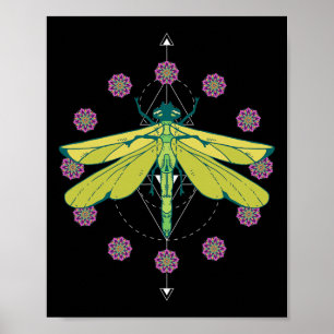 Affiche Symboles de libellule Mandala magique Insecte