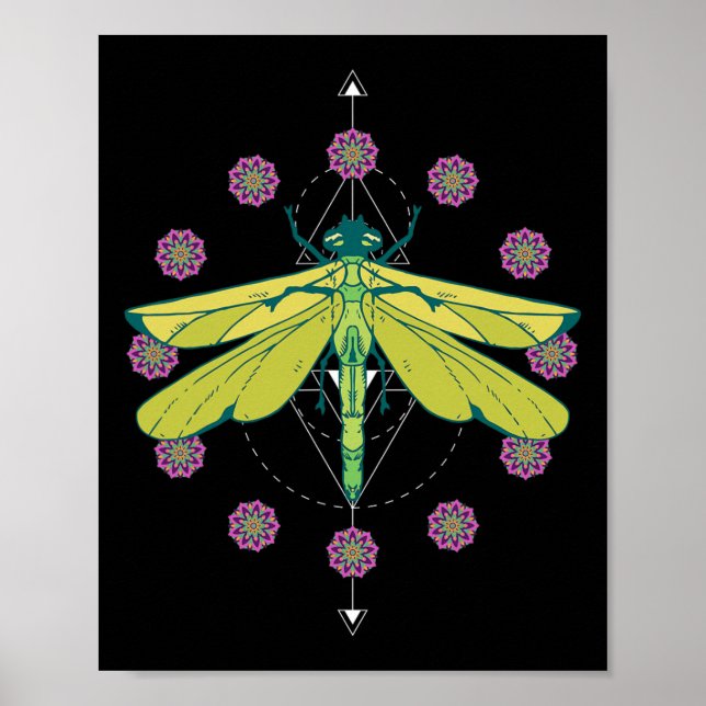 Affiche Symboles de libellule Mandala magique Insecte  (Devant)