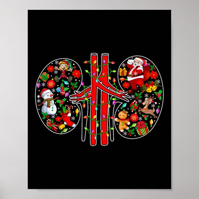 Affiche Symboles de Noël Père Noël Elf Kidneys Forme la te (Devant)