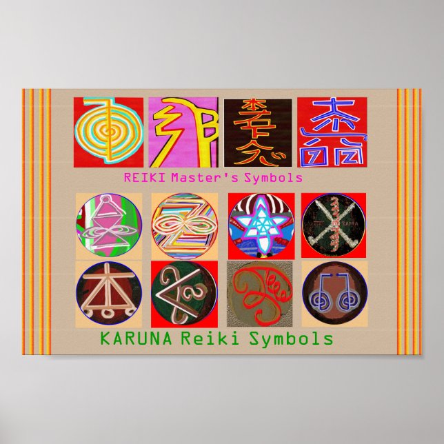 Affiche Symboles du maître de guérison - Papier de premièr (Devant)