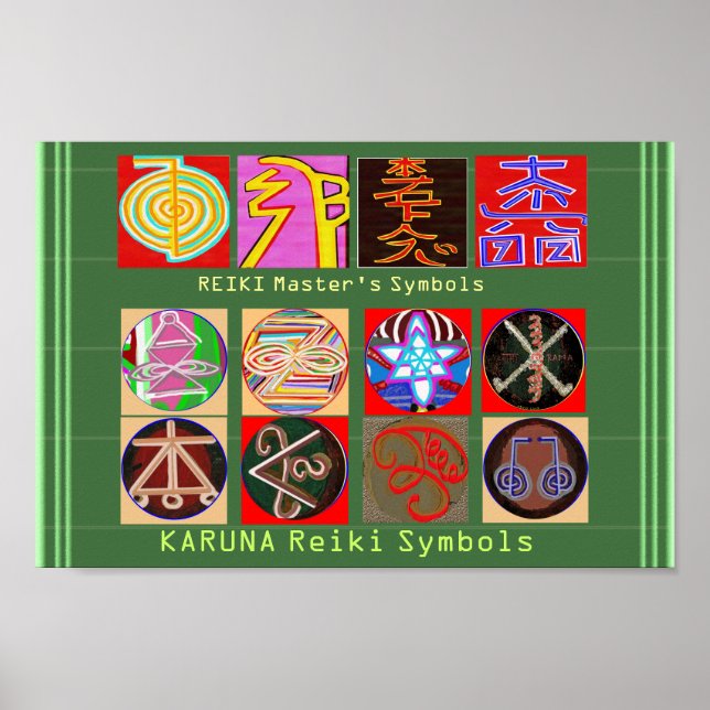 Affiche Symboles du maître de guérison - Papier de premièr (Devant)