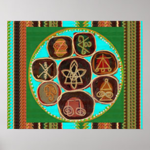 Affiche Symboles principaux KARUNA Reiki artisanaux vintag