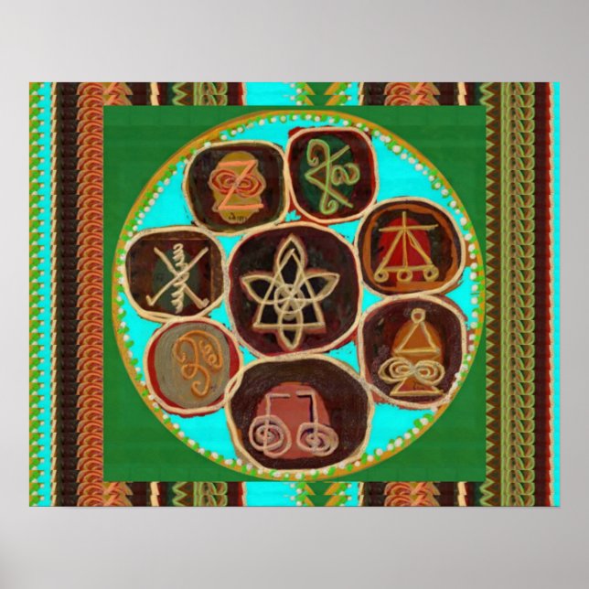 Affiche Symboles principaux KARUNA Reiki artisanaux vintag (Devant)