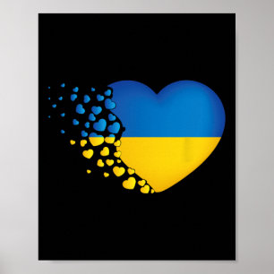 Affiche Symboles ukrainiens Drapeau ukrainien Cœur Amour