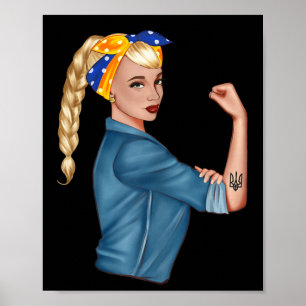 Affiche Symboles ukrainiens Drapeau ukrainien Fille ukrain