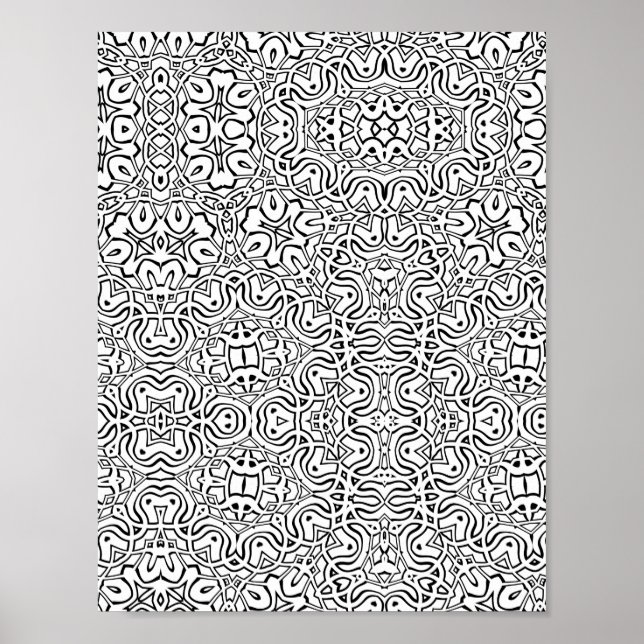 Affiche Symétrie de motifs entrelacés à colorier (Devant)