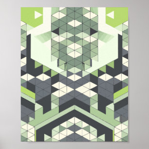 Affiche Symétrie géométrique avec nuances de vert