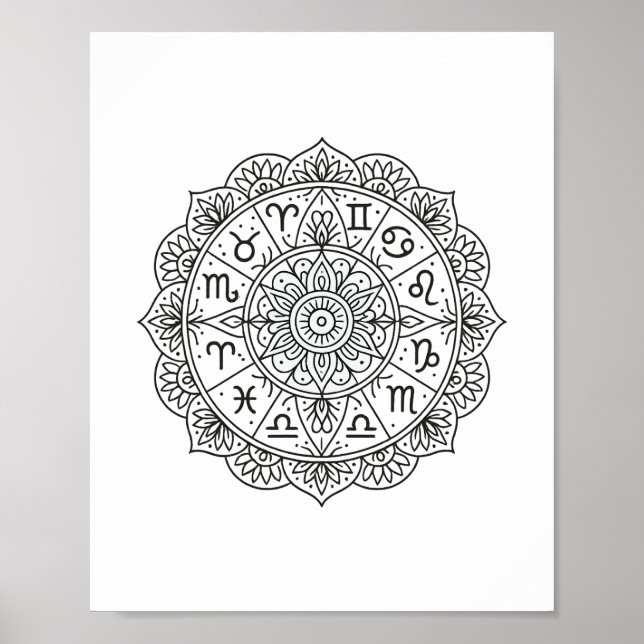 Affiche Symétrie Mystic Zodiac Mandala (Devant)