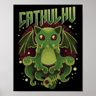 Affiche Sympa Cathulhu Kawaii Cat Cthulhu