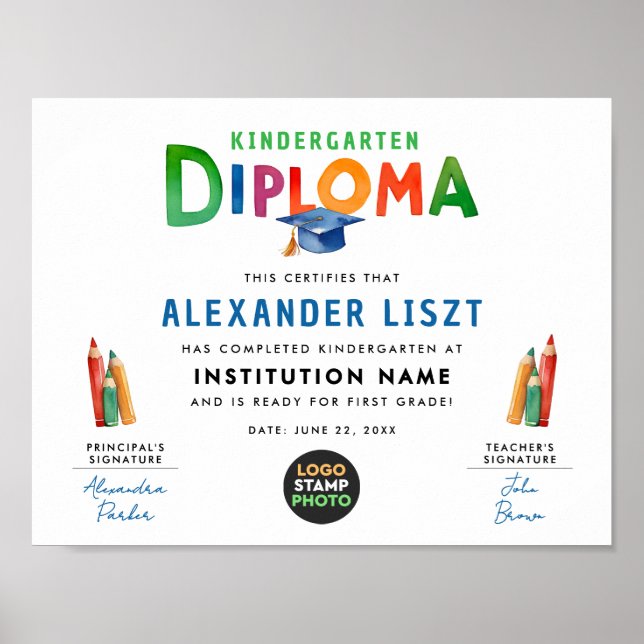 Affiche Sympa Colorful Kids Diplôme Diplôme Diplôme Logo (Devant)