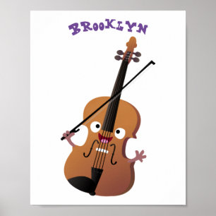 Affiche Sympa drôle violon personnage de dessin animé