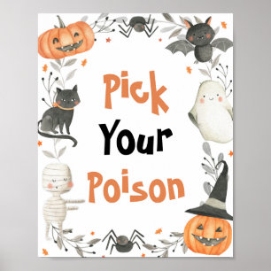 Affiche Sympa Halloween Ghost Choisissez votre poison Bois