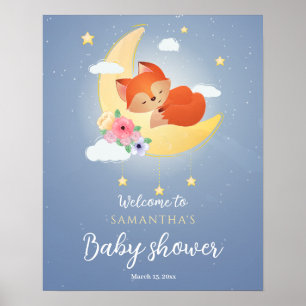 Affiche Sympa petit renard baby shower signe de bienvenue