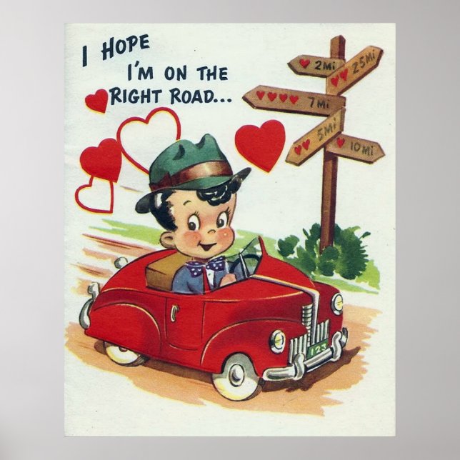 Affiche Sympa rétro vintage Valentine (Devant)