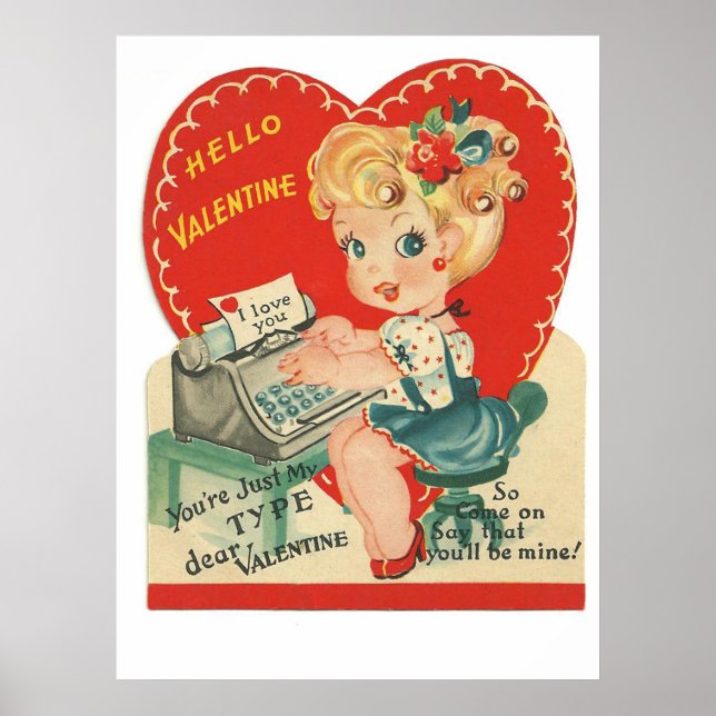 Affiche Sympa rétro vintage Valentine (Devant)