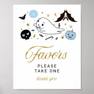 Affiche Sympathie Ghost Halloween Garçon Baby shower Faveu