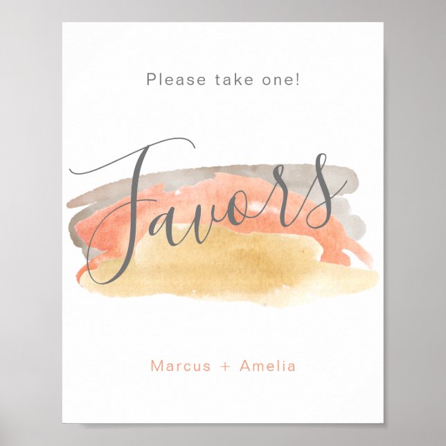Affiche Sympathique Aquarelle Minimaliste Mariage Faveurs  (Devant)