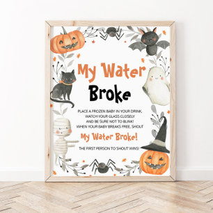 Affiche Sympathique Baby shower d'Halloween Mon Eau Broyé