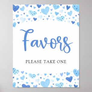 Affiche Sympathique Coeurs Bleus Saint Valentin Baby showe