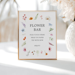 Affiche Sympathique Fleur sauvage cadre barre de fleurs Si