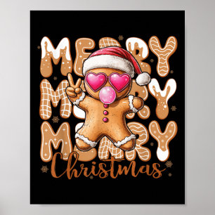 Affiche Sympathique pain d'épices Cookie Peace Sign Joyeux