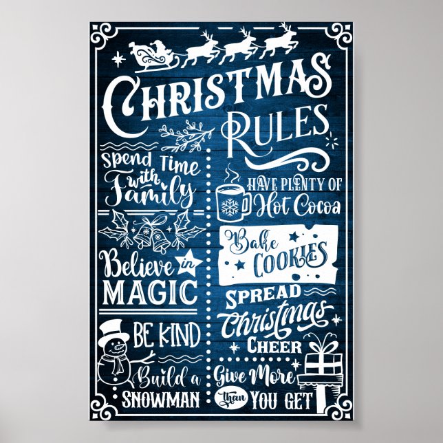Affiche Sympathique Règles de Noël Moderne Panneau de l'af (Devant)