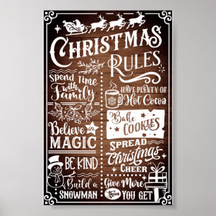 Affiche Sympathique Règles de Noël Moderne Panneau de l'af