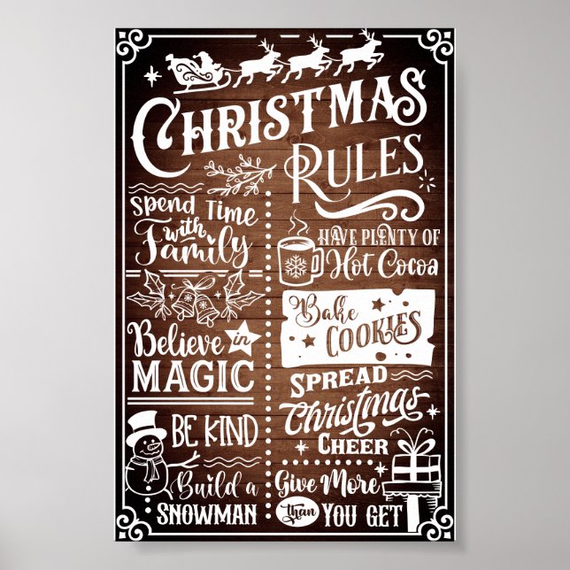 Affiche Sympathique Règles de Noël Moderne Panneau de l'af (Devant)