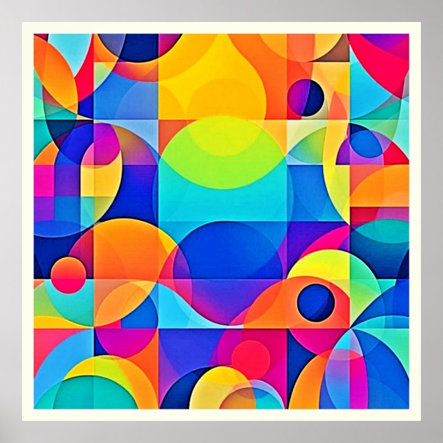 Affiche Symphonie de couleurs géométriques (Devant)