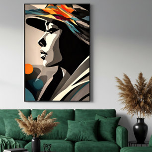 Affiche Symphonie de couleurs sur visage abstrait