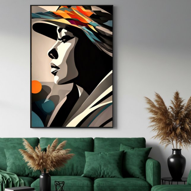 Affiche Symphonie de couleurs sur visage abstrait (Créateur téléchargé)