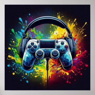 Affiche Symphonie de Pixels et de Sons : Art de jeu vibran