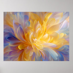 Affiche Symphonie dorée de pétales abstraits en fleurs