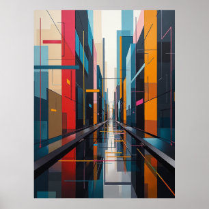 Affiche Symphonie urbaine : Rythme géométrique de ville Ab