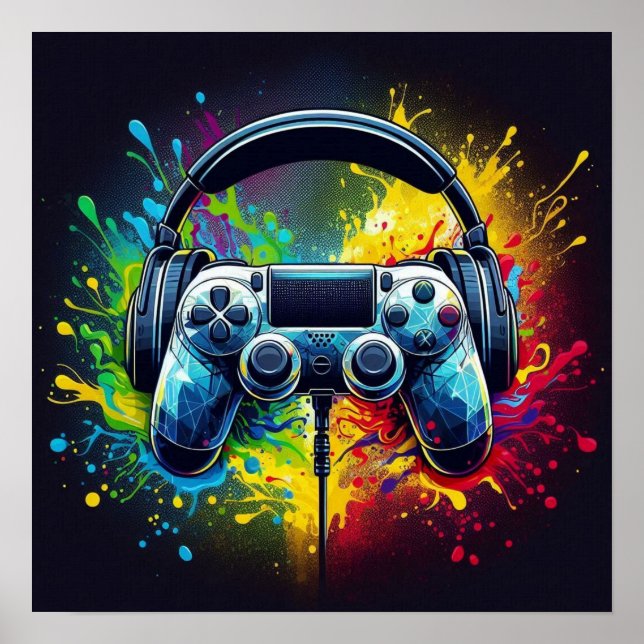 Affiche Symphony of Pixels & Sound: Vibrant Gaming Art (Devant)