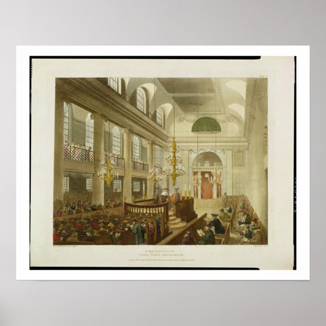 Affiche Synagogue, Dukes Place, Houndsditch, de Ackerman (Devant)