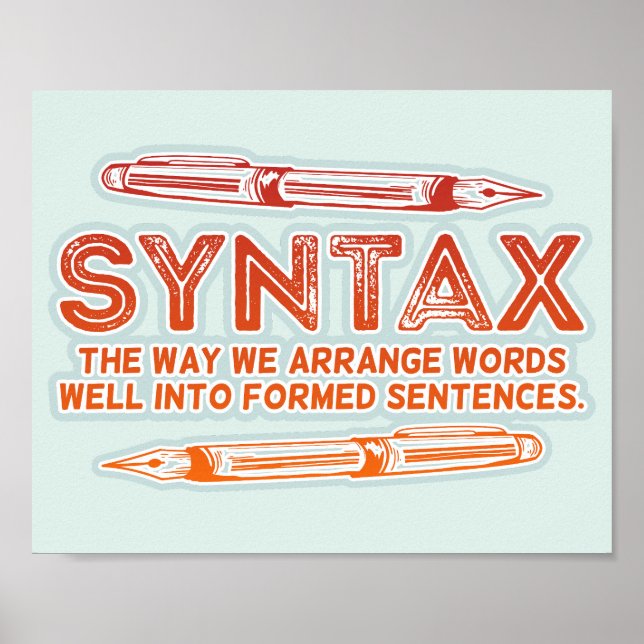 Affiche Syntaxe Funky Structure de la phrase Grammaire (Devant)