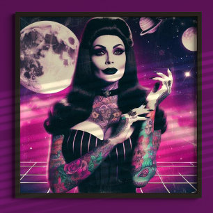 Affiche Synthwave Goth Pin-up