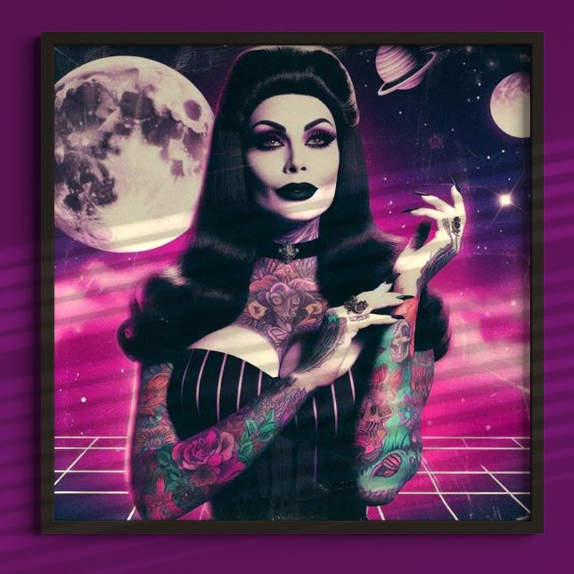 Affiche Synthwave Goth Pin-up (Créateur téléchargé)