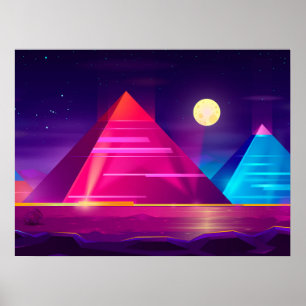 Affiche Synthwave Neon City - Egypte, pyramide