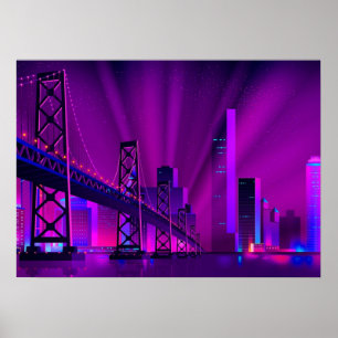 Affiche Synthwave Neon City San Francisco