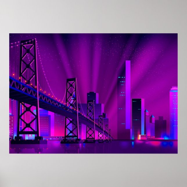 Affiche Synthwave Neon City San Francisco (Devant)