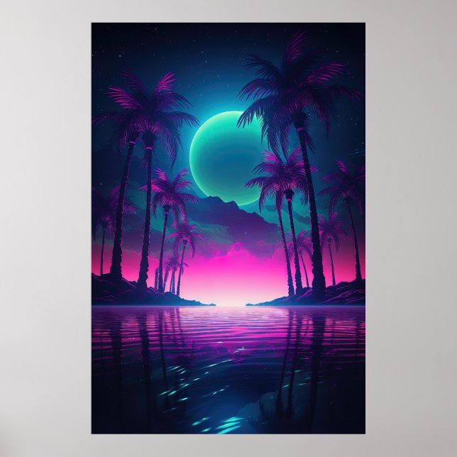 Affiche Synthwave Oasis : Une escapade nocturne vers le pa (Devant)