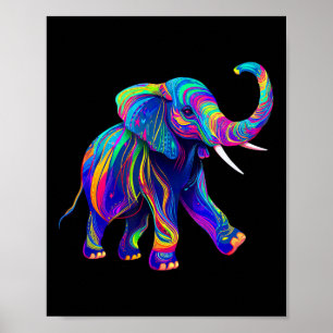 Affiche Synthwave Rétro Éléphant Trompe en Haut Chakra Y 8